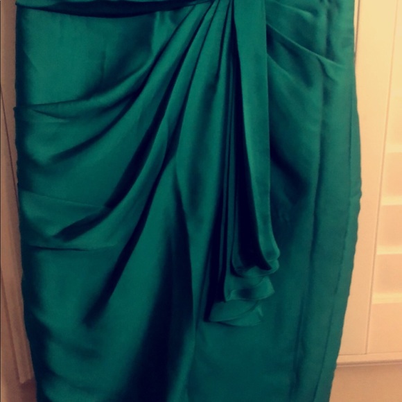 Emerald green silk dress - Picture 2 of 5